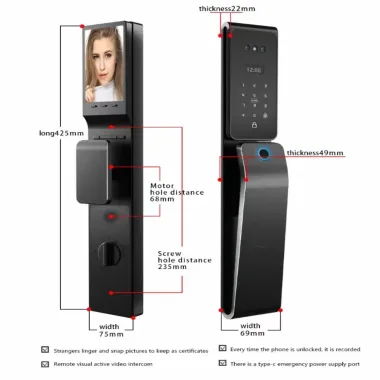 L21 Smart Door Lock with 3D Face Recognition with active video call
