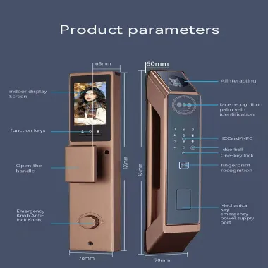 L28 Smart 3D Face Recognition Door Lock with Palm Vein & Video Intercom
